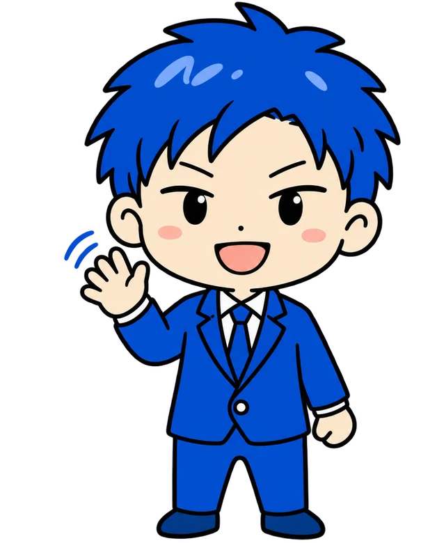 男性スタッフ・青いスーツのキャラクター