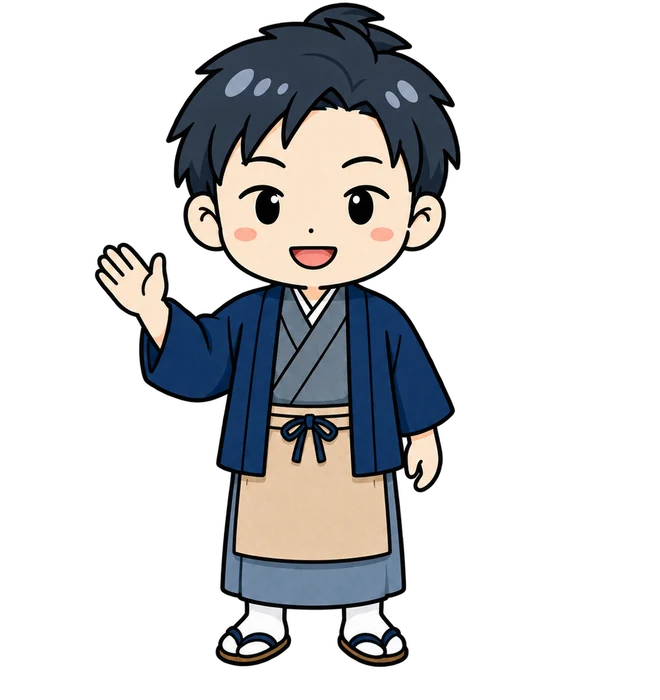 町屋店員・藍の着物のキャラクター